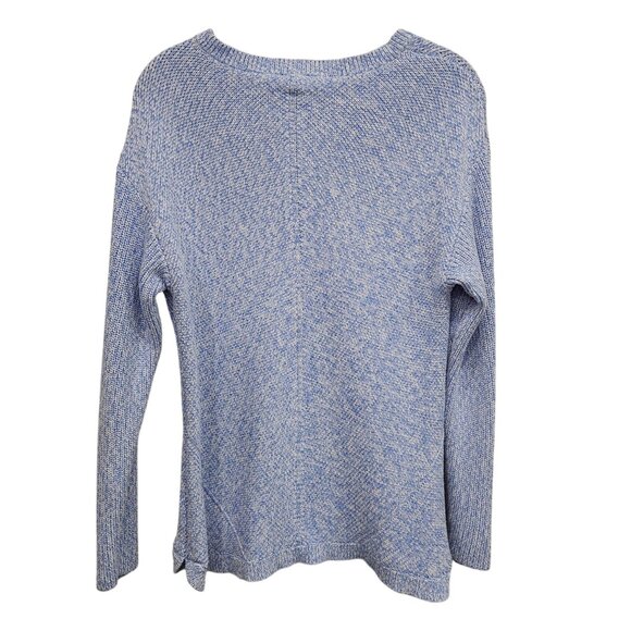 Talbots Blue & White Pima Cotton Knit Sweater Long Sleeve Womens Size L - Picture 2 of 13